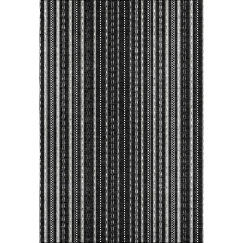 Premium Machine Washable Prisco Black Rug, Rectangle 5' x 7'6"