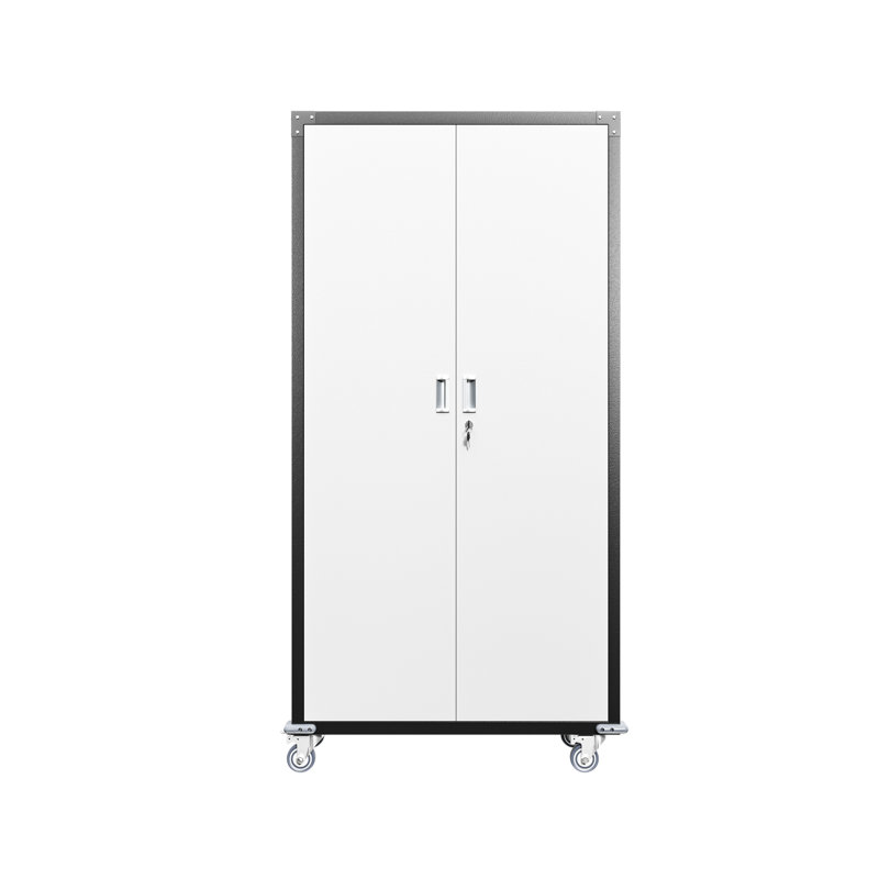 Lockable Metal Cabinet With 4 Adjustable Shelves - Ideal For Home Garage And Office Storage Locking Doors Organize Space