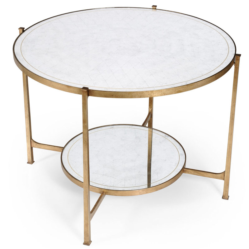 Luxe Round Glass Dining Table, Gilded Iron