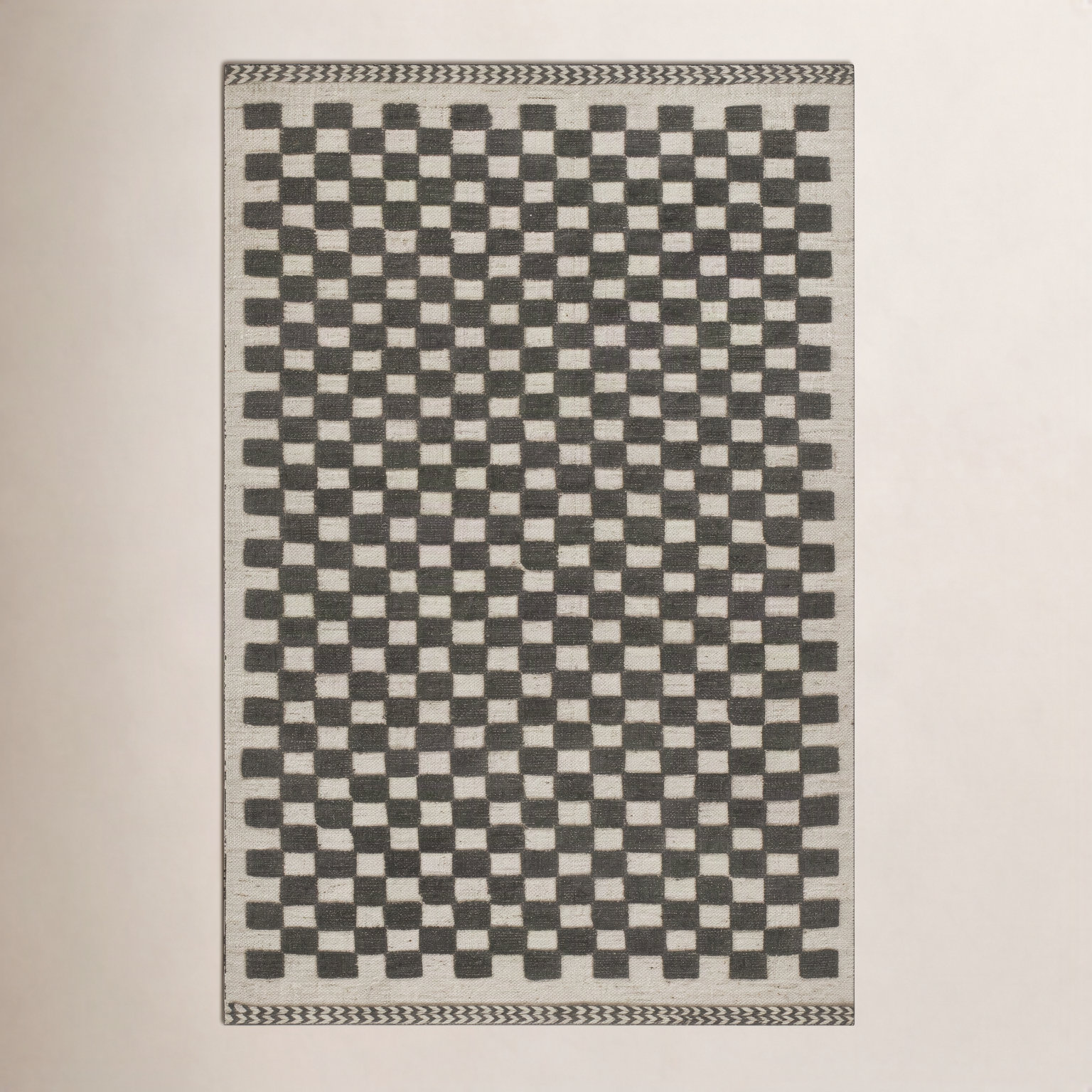 Azle Charcoal Beige Hand-Woven Wool Rug, Rectangle 8' x 11'