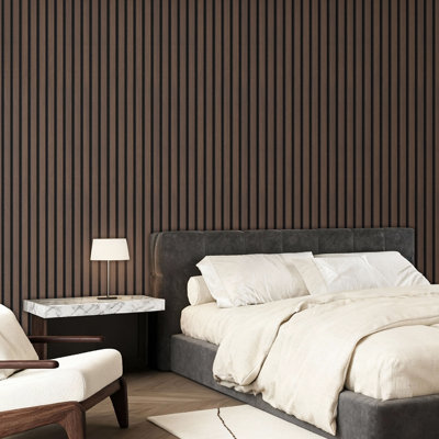 4 panneaux de lattes en bois 4 pièces pour un décor élégant et une réduction du bruit, panneau texturé 3D pour plafond et mur