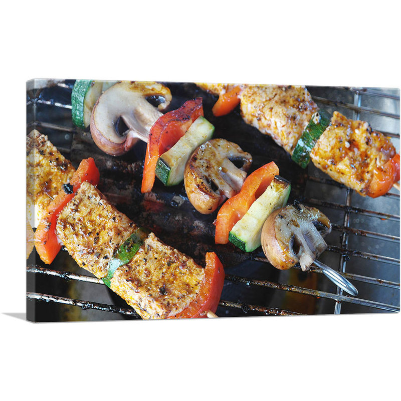 Grillé nourriture BBQ restaurant Decor - reproduction de photo sur toile tendue, H 26 po x l 40 po x 1,5 po