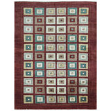 Hand-Knotted High-Quality Red, Gray, and Beige Area Rug
