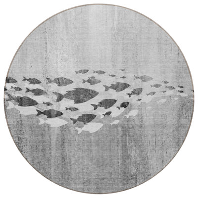 HomeRoots Round Machine Woven Area Rug