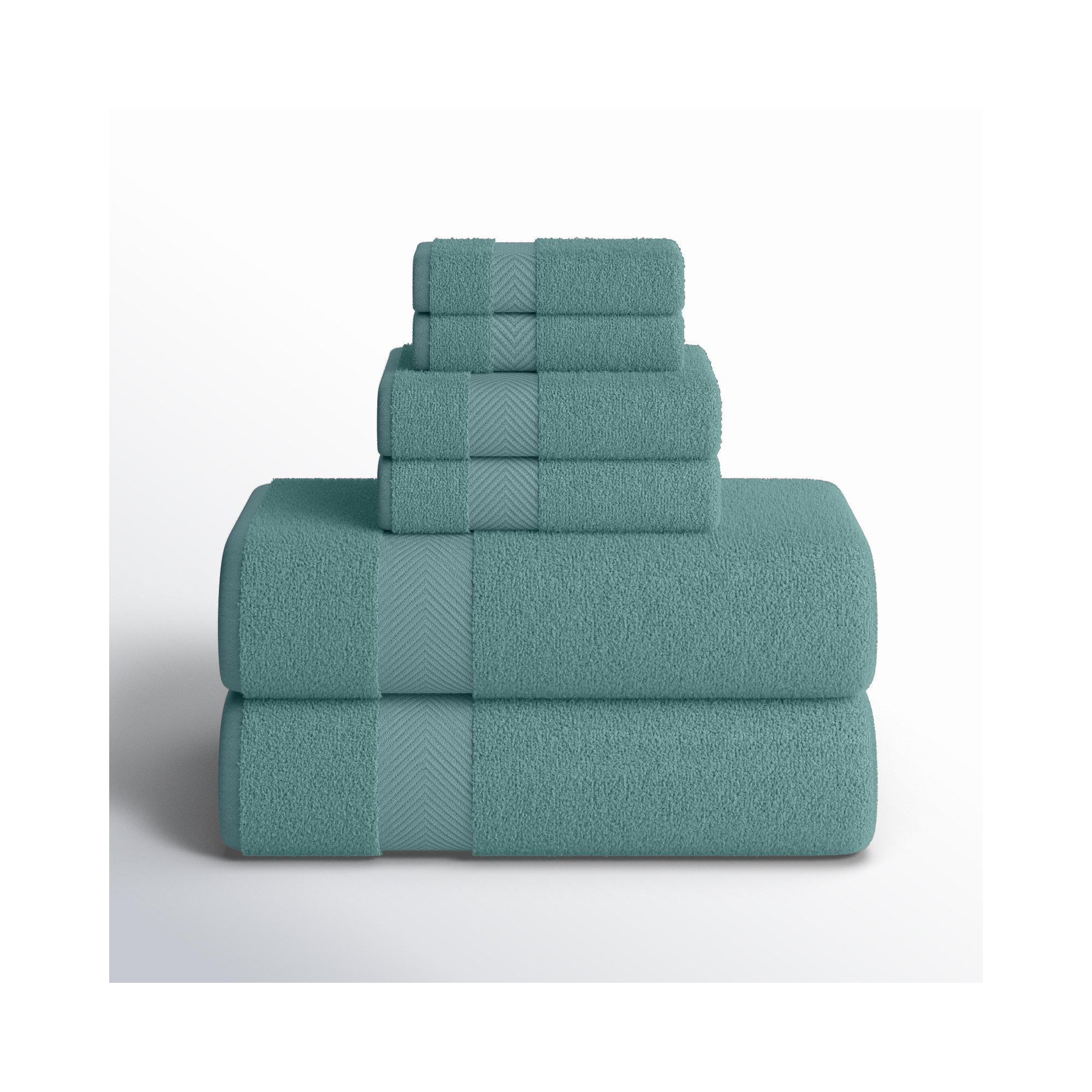 Hamachi Zero Twist Ultra Soft 6 Piece 100% Cotton Towel Set, Jade