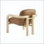 Chaise d'appoint moderne sculpturale avec structure arrondie et revêtement en similicuir-1186515520