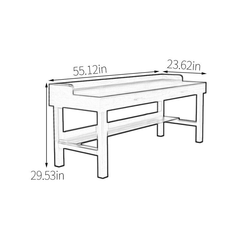 Bureau d'artisanat en bois de noyer massif, H 29,53 po x l 55,12 po x P 23,62 po