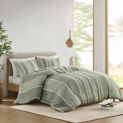 100% coton chambre double / grand - rayures alternées avec housse de couette rayée blanche 3 pièces