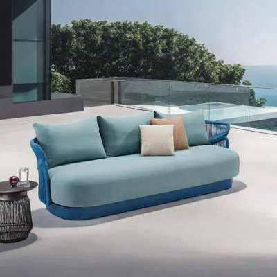 Sharrell 82.67'' Wide Rectangle Metal Patio Sofa with Cushions