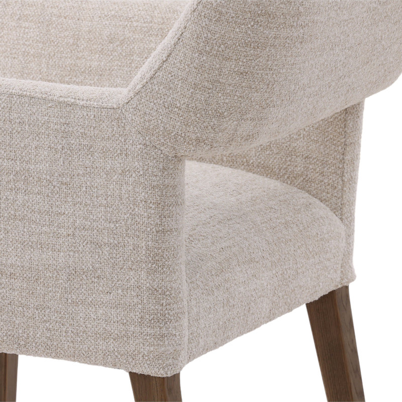 Booker Oak Wood Upholstered Dining Chair, Cream