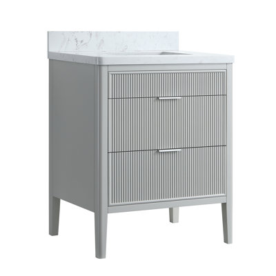 Meuble-lavabo autoportant avec lavabo et plateau en marbre Dana