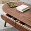 Table de qualité - ovale, bois de chêne, pratique des tiroirs, bureau à 2 tiroirs en bois à utilisation polyvalente, finition naturelle, espace de boisson décontracté