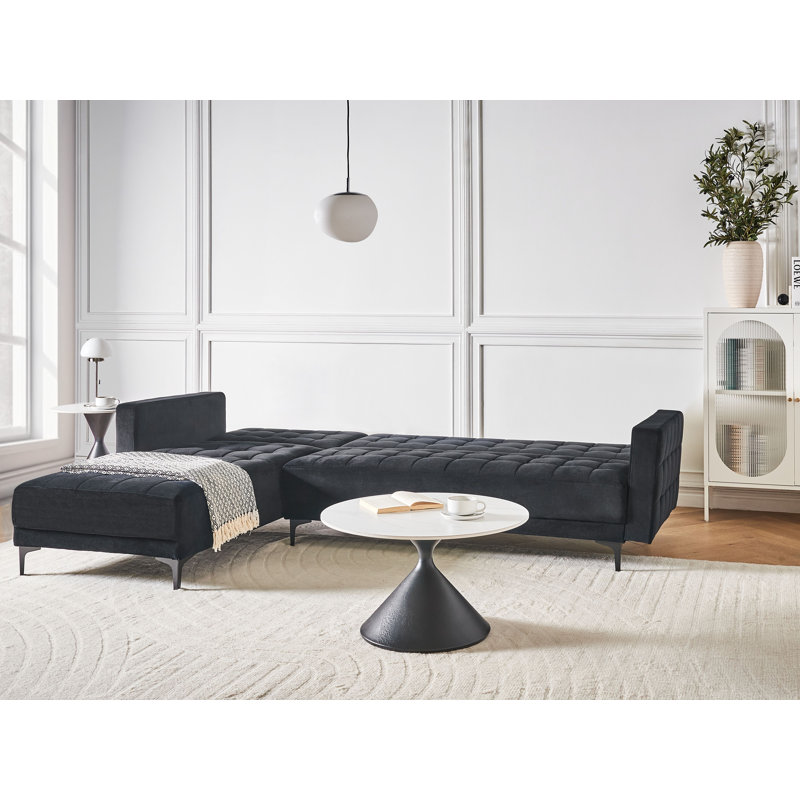 Aliyha 4 Seater Velvet Sofa Bed, Left Hand Facing, Black