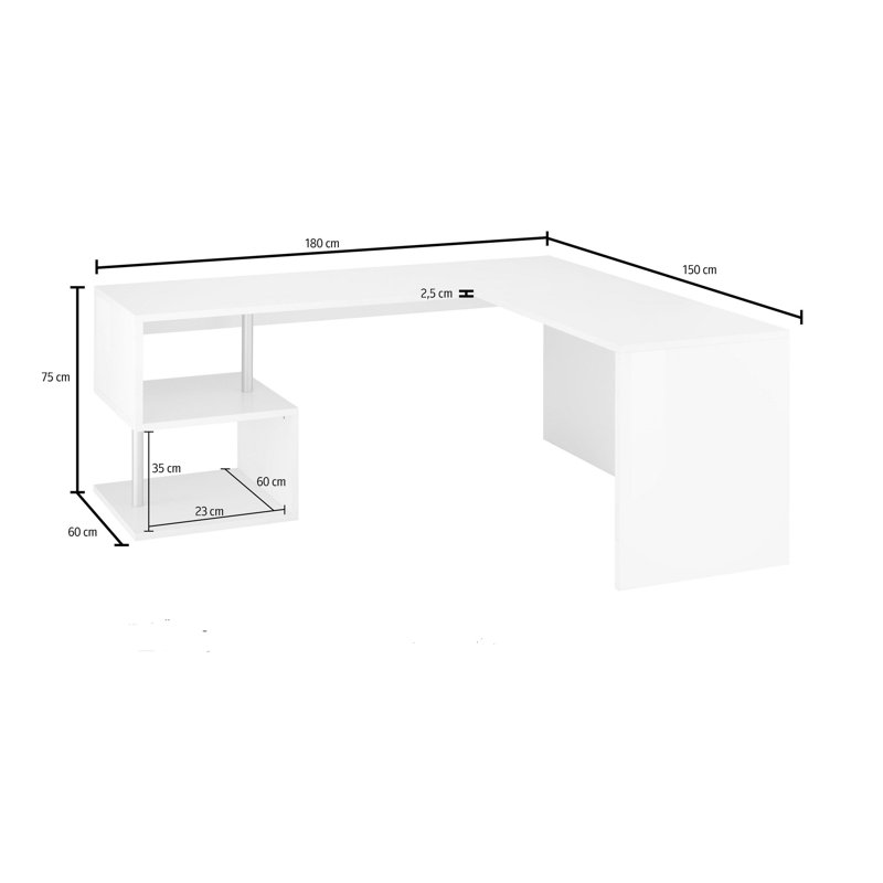 Cadogan L-Shaped Executive Desk, White
