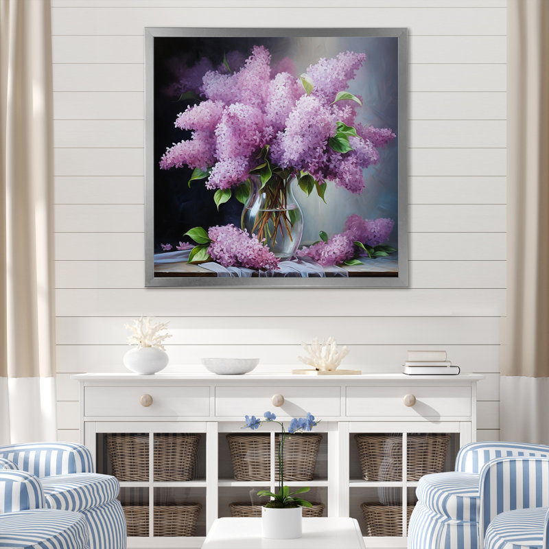 " Lilacs Romantic Impression II ", Silver Picture Framed, 36" H x 36" W x 1.5" D