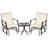 3-Piece Outdoor Glider Set With Glass-Top Table And Breathable Sling Seating-1173303151