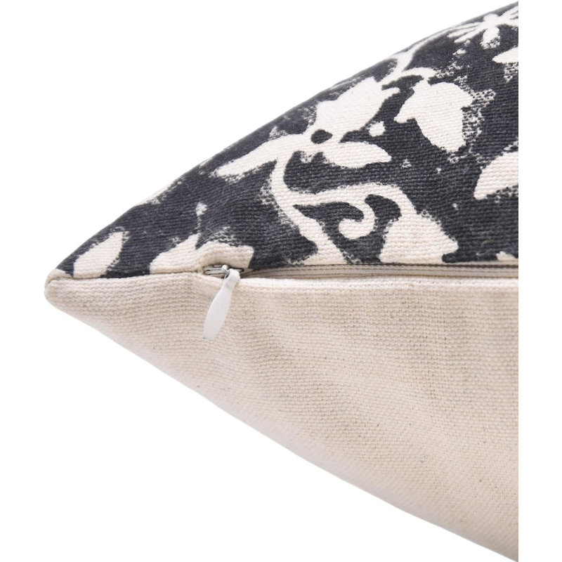  Floral Cotton Indoor/Outdoor Pillow Cover, 14" x 14"