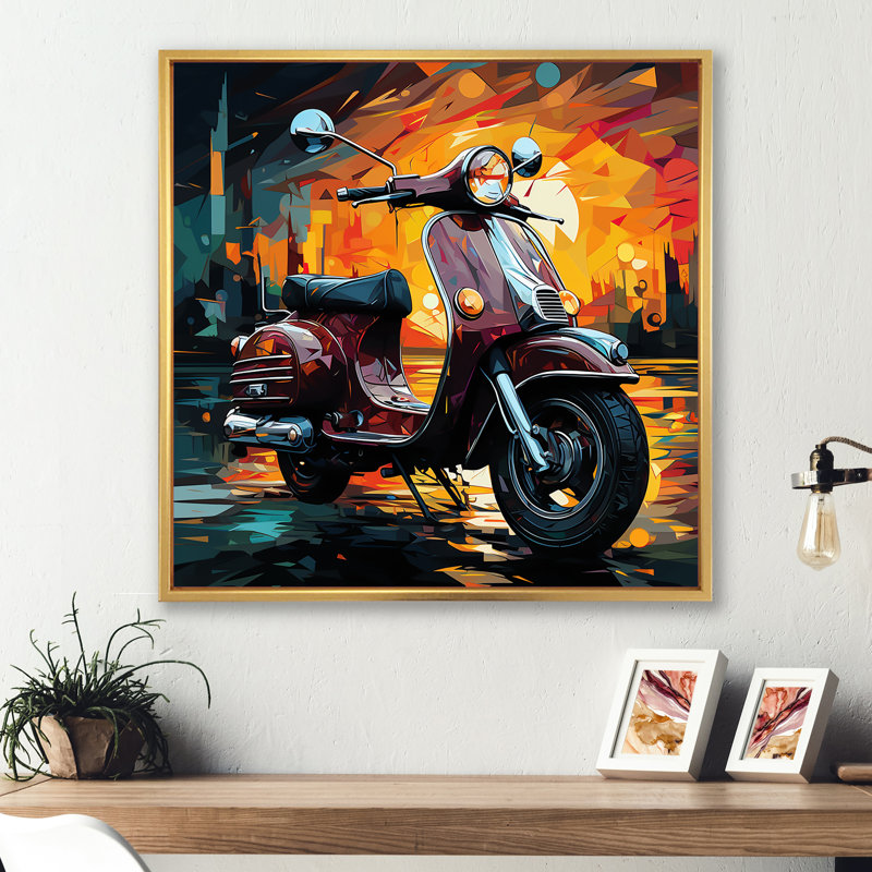 Pop Art Scooter Commute II sur impression sur toile, Encadrement doré, H 16 po x l 16 po