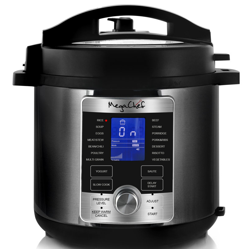 MegaChef 6 Qt Grey Stainless Steel Digital Pressure Cooker