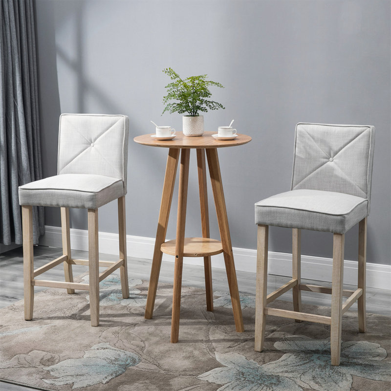 Ensemble élégant de 2 tabourets de bar rembourrés avec des pieds en bois robustes pour la décoration intérieure