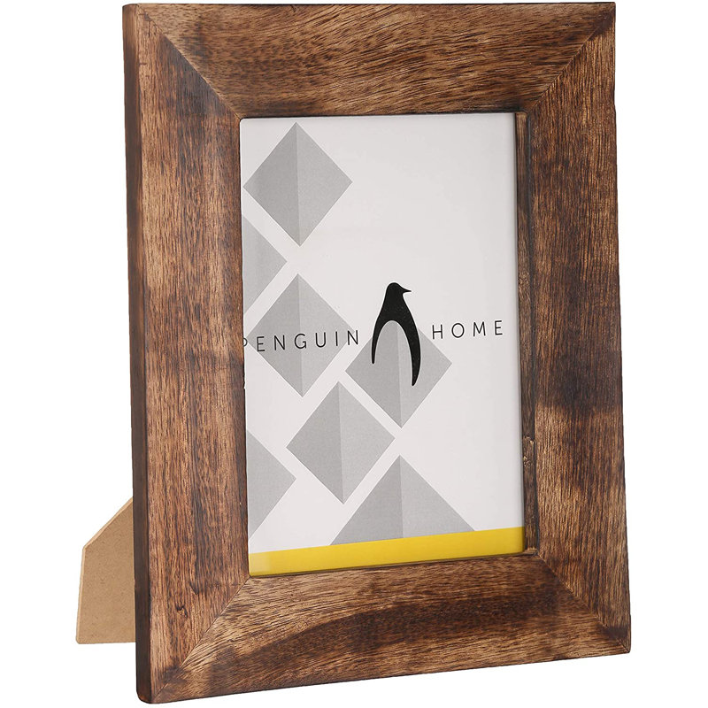 Bogazi Wood Picture Frame with Mat, 7" x 5", Burnt Brown