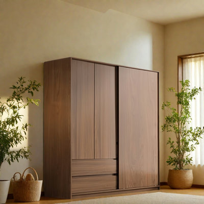 Simple And Classic Walnut Coloured Wardrobe