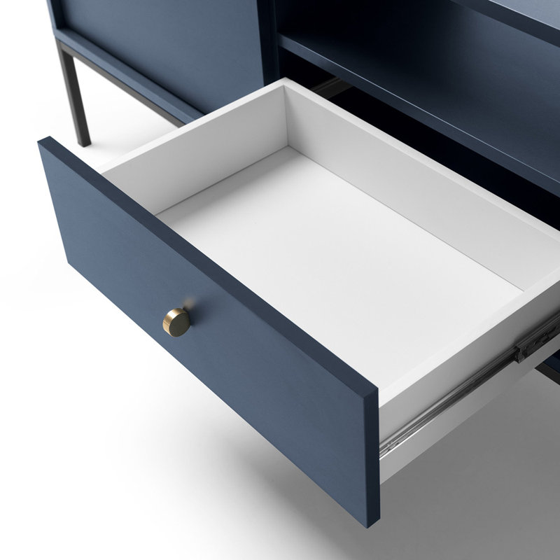 Aylamae Unfinished TV Stand for TVs up to 65, Dark Blue