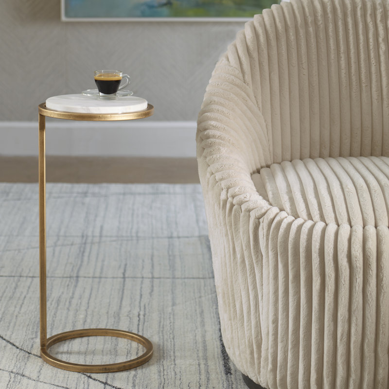 Cinna Frame End Table, White Top/Gold Base