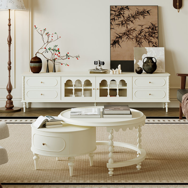 Table basse American American Mother-and-Child, Crème, crème