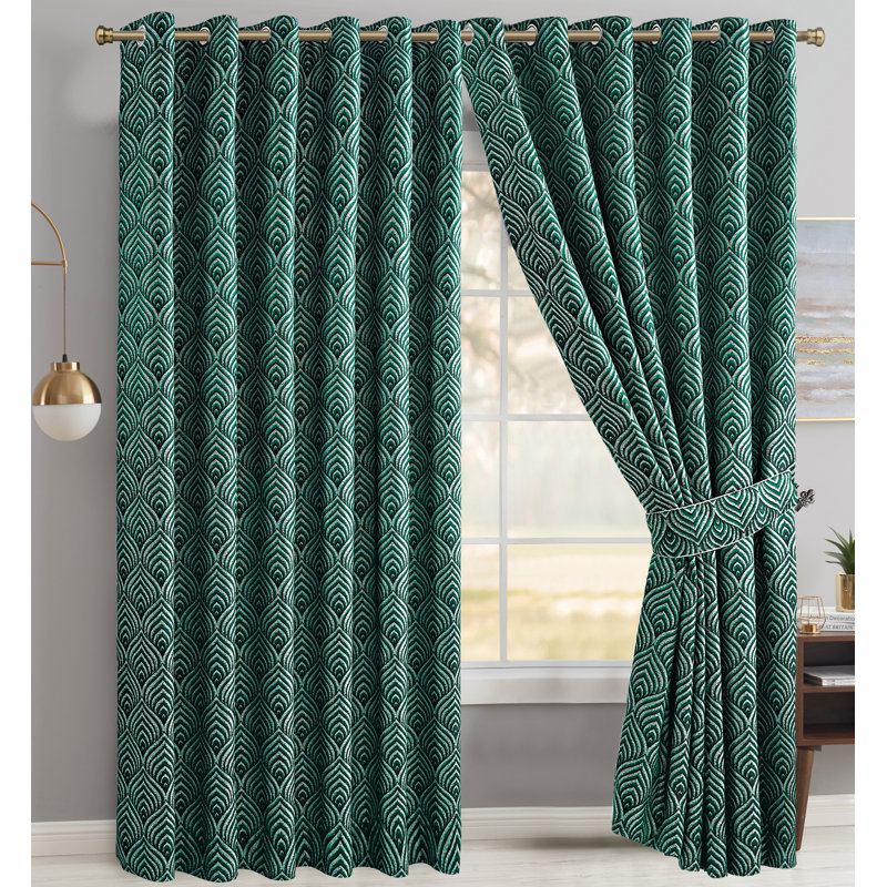 Annelise Room Darkening Pair, Green, 168 W x 137 D cm