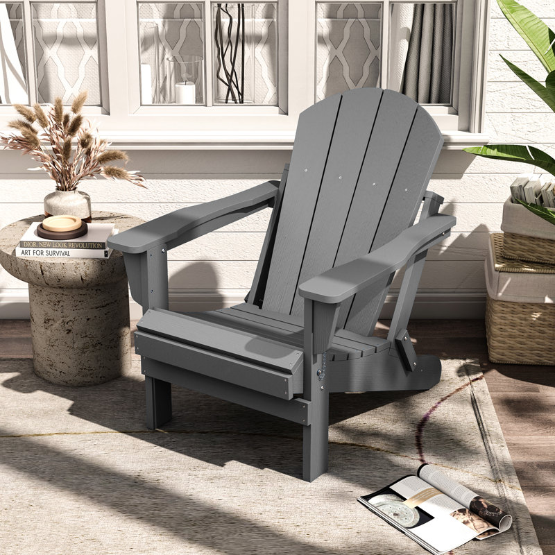 Chaise Adirondack pliante en plastique Hyginos, gris