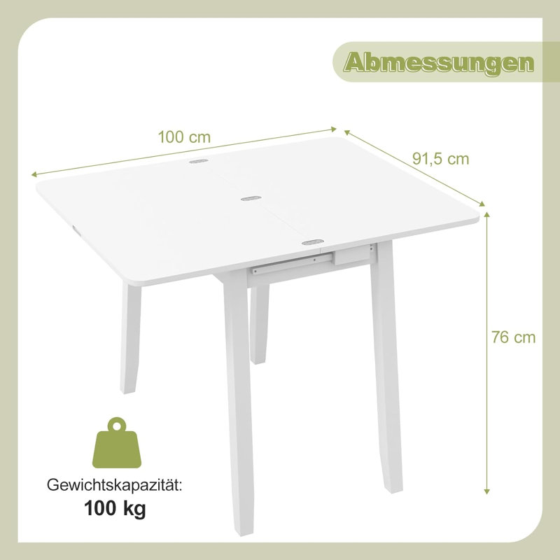 Kayla 100cm Rectangular Folding Table, White