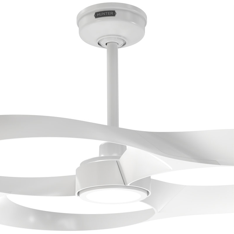 Hunter 42 inch Zentech Wi-Fi ENERGY STAR® Damp Rated Ceiling Fan with LED Light Kit and Handheld Remote, Fresh White