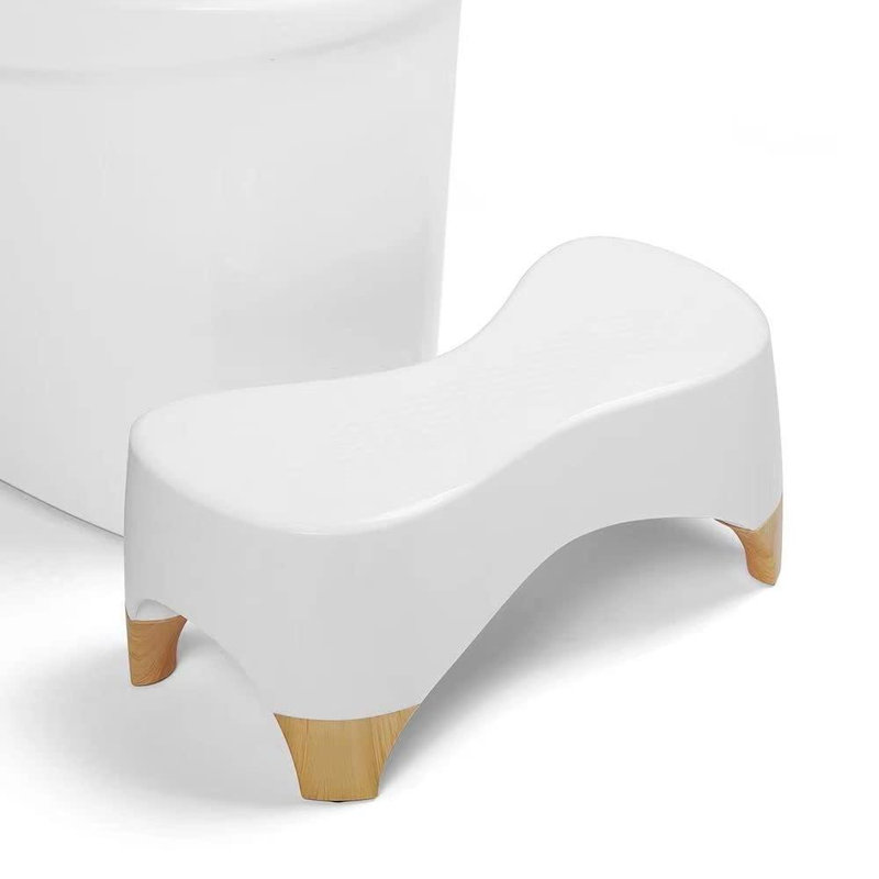 Tabouret de toilette Squat, tabouret de merde pour salle de bain (couleur blanc / bambou)