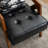 Mid Century Modern Upholstered Leather Solid Wood Accent Armchair with an Extra Pillow-139272736