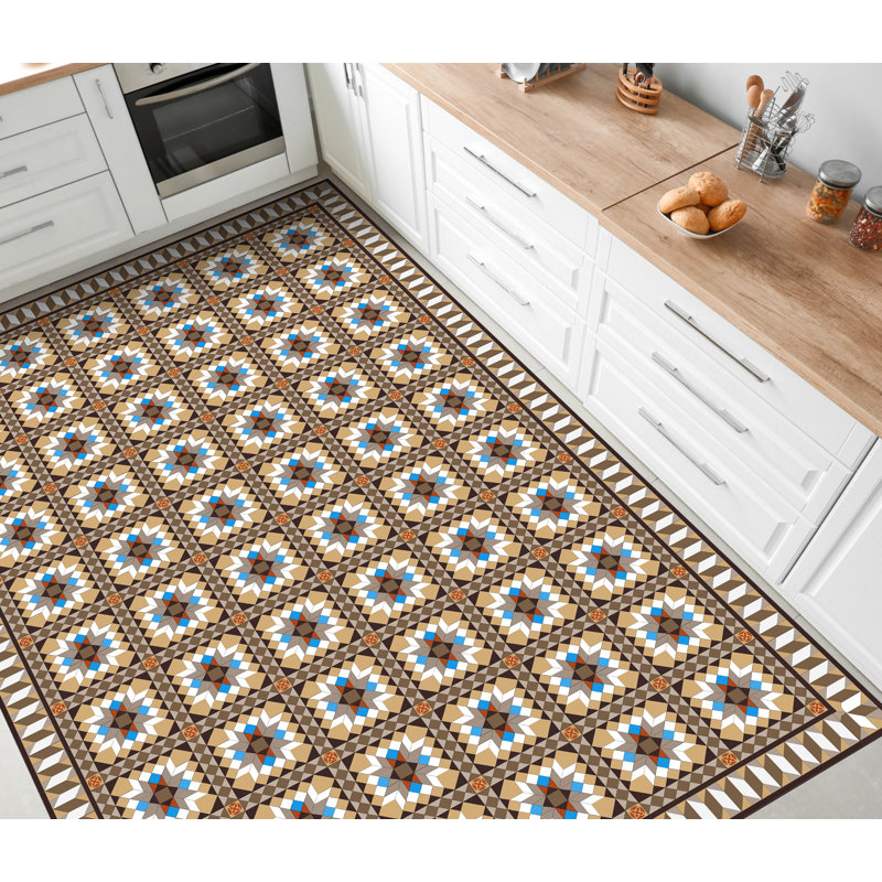 Naturita Vinyl Machine Printed Area Rug, Rectangle 3'3.4" x 4'11.1"