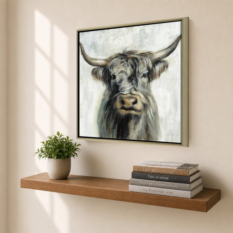 Vache Highland, H 40 po x l 40 po, Champagne