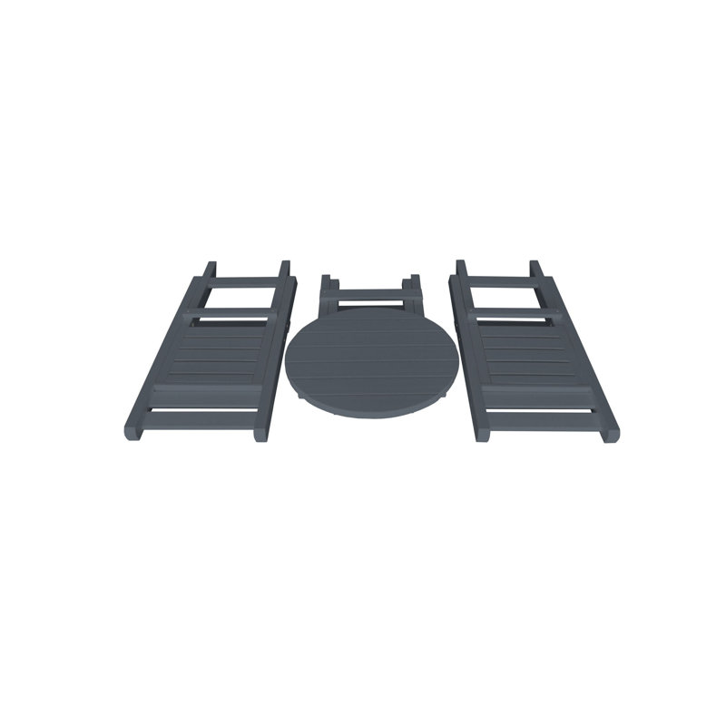 Woollard 2 - Person Patio Dining Set with Round Table, Dark Gray