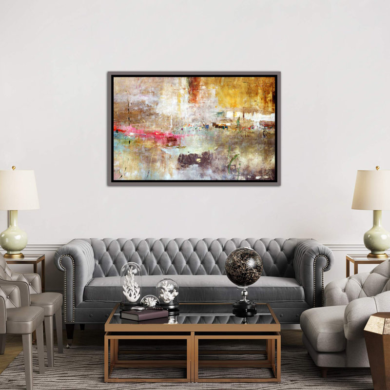 « rain clouds » par julien spencer-reproduction d’art, H 18 po x l 26 po x P 1,5 po, Toile encadrée de bois rustique foncé