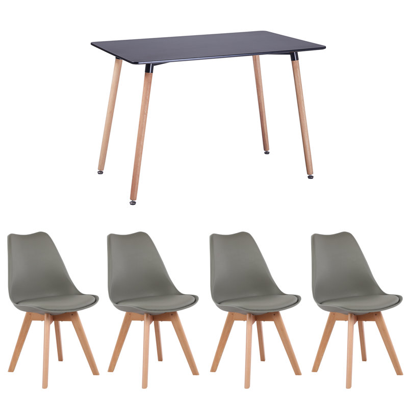 Kabira 4 - Person Four Leg Dining Set, Black, Gray