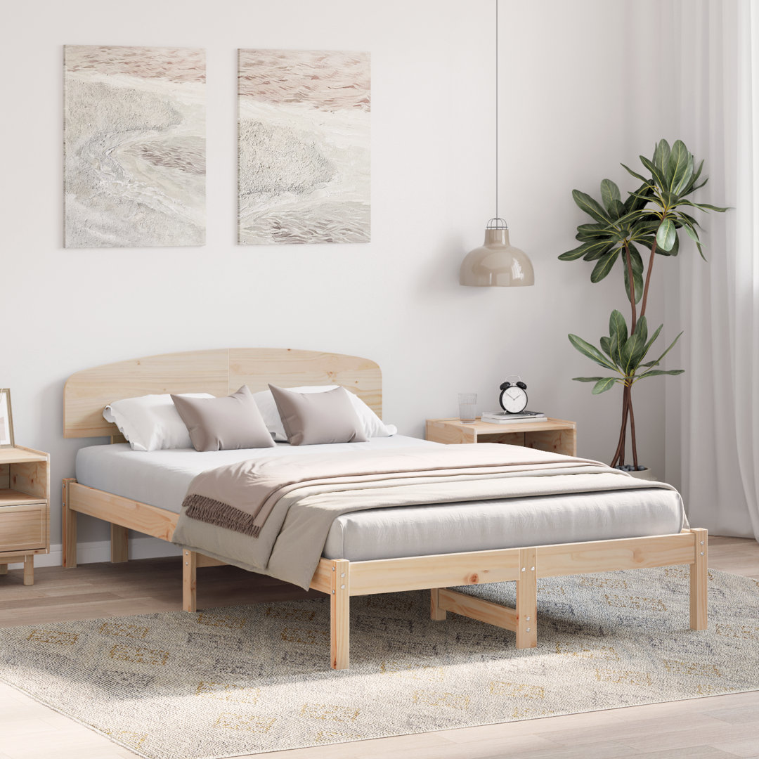 Vidaxl Bed Frame With Headboard Solid Pine Wood