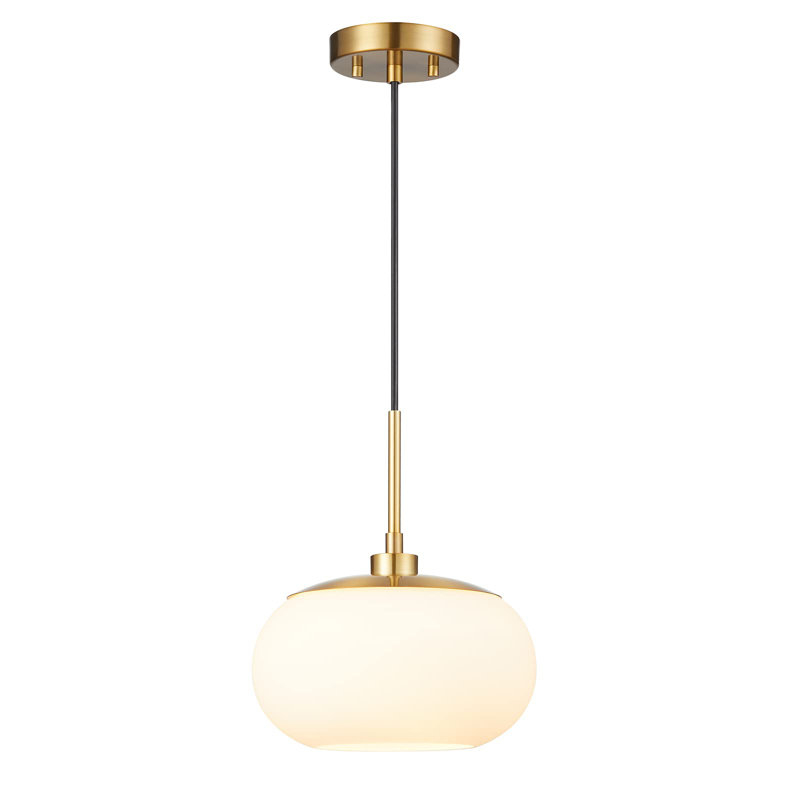 1 - Light Kitchen Island Pendant Lights with Clear Glass, 11.75" H x 10" W x 10" D, White, Antique Brass Finish(Seeded Glass)