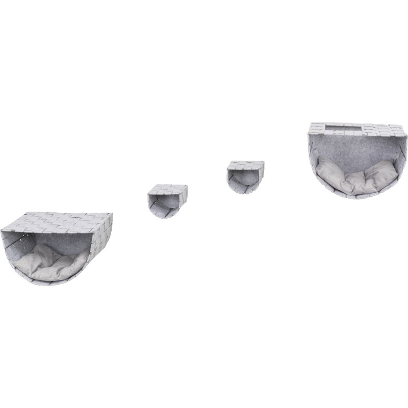 Frehi Light Gray Wall Mount Cat Tree Set with Condos and Perches
