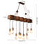 Lustre rustique rétro en fer et bois