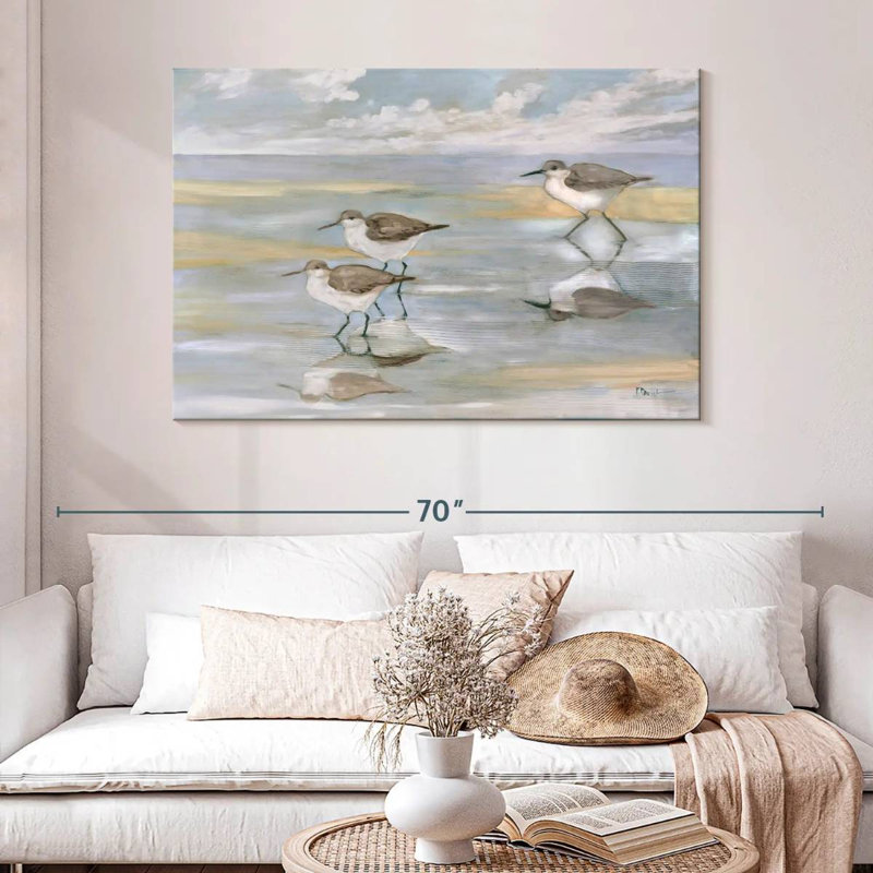 Sunlight Reflections Three Sandpipers, 32" H x 48" W
