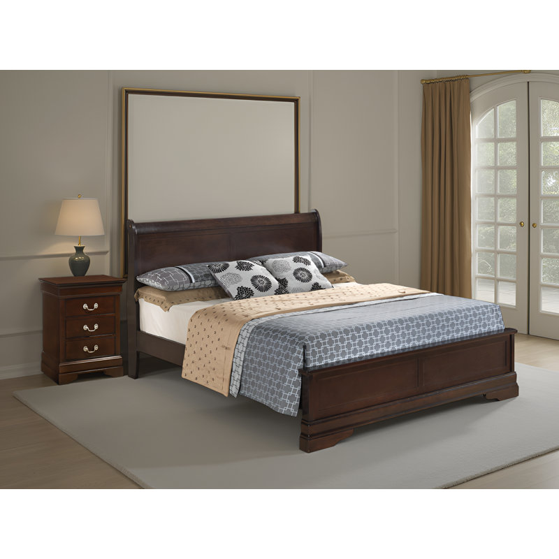 Ensemble de chambre à coucher à panneau double 2 pièces avec table de chevet 3 tiroirs Cairns Cappuccino, Cappuccino