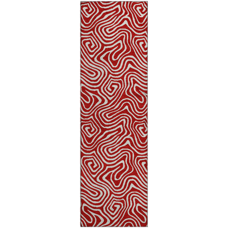 Premium Machine Washable Birchview AMF1030 Swirls Rug, Runner 2'3" x 7'6"