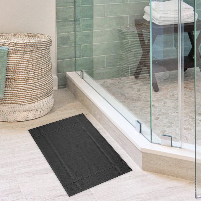 Solid Bath Mat 1350 GSM 100% Cotton for Bathroom Floor, Gray, 17" W x 24" L