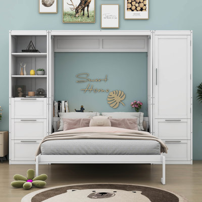 Queen Size Murphy Bed Wall Bed With Shelves