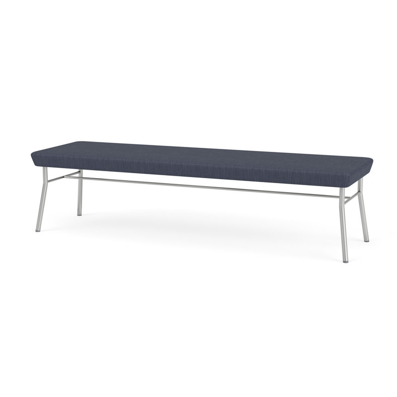 Banc en métal 3 places Chat, Argent, Plot Line bleu marine
